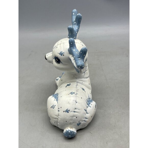 Christmas Reindeer Kimple Ceramic Mold Deer Figurine white blue Handpainted READ - Picture 2 of 6